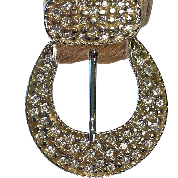 GORGEOUS HANDMADE ITALIAN LEATHER BELT WITH LOTS OF SPARKLE - Picture 3 of 5